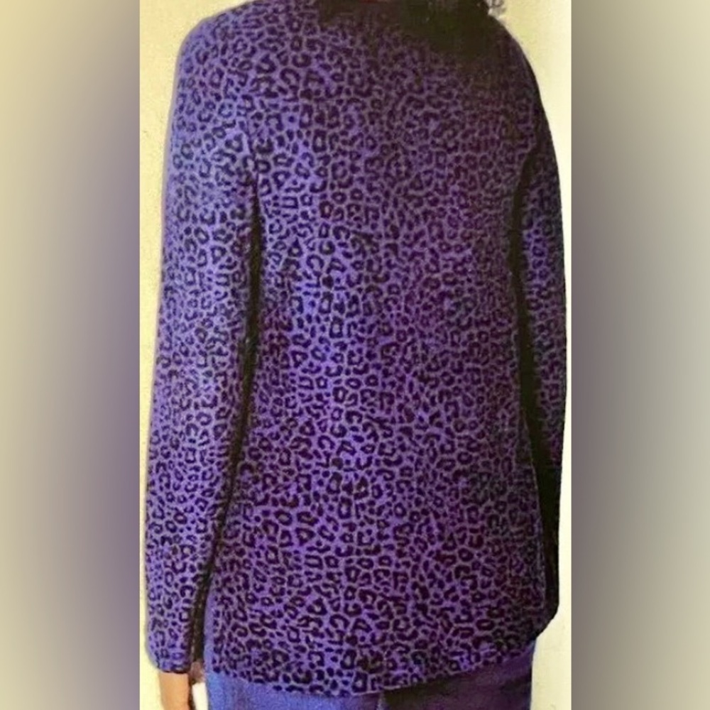 Mario Serrani Italy Animal Print Purple Black Tunic Top XL Lightweight Career - Picture 2 of 15